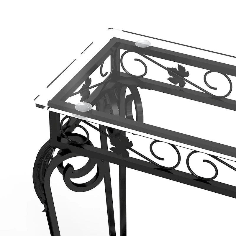 Consolle in vetro e metallo con contenitore