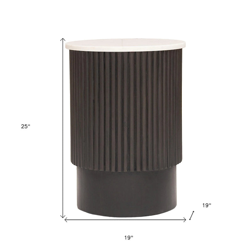 Tavolino 25" in legno massello bianco e nero