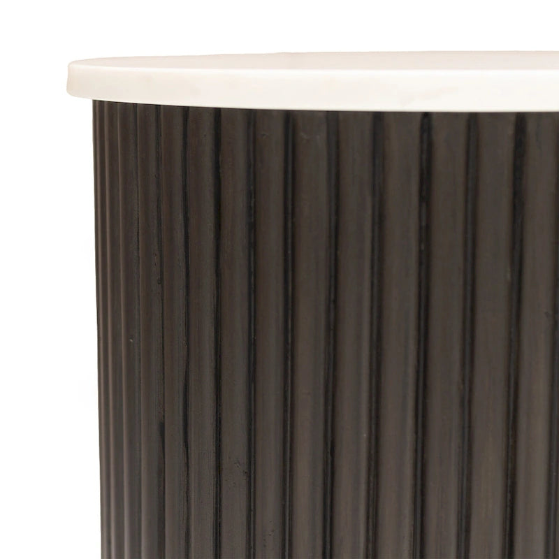 Tavolino 25" in legno massello bianco e nero