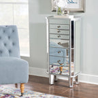 Mirrored Jewelry Armoire with 7-Drawers - 40.5 - Silver