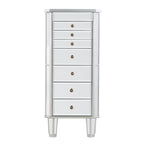 Armadio portagioie a specchio con 7 cassetti, argento, 40,5"H