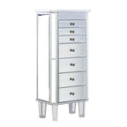 Armadio portagioie a specchio con 7 cassetti, argento, 40,5"H