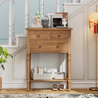 Narrow Console Table with Drawers and Bottom Shelf