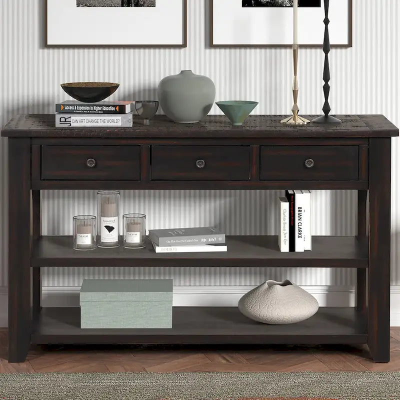 48 Solid Pine Wood Top Console Table