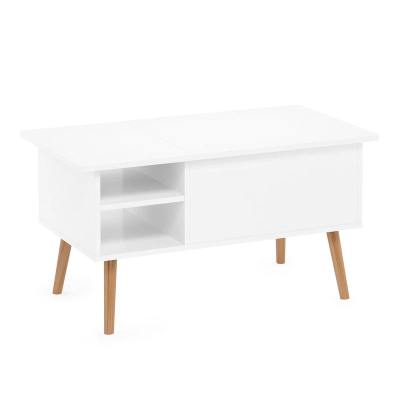 Tavolino trasformabile in legno con gambe in legno