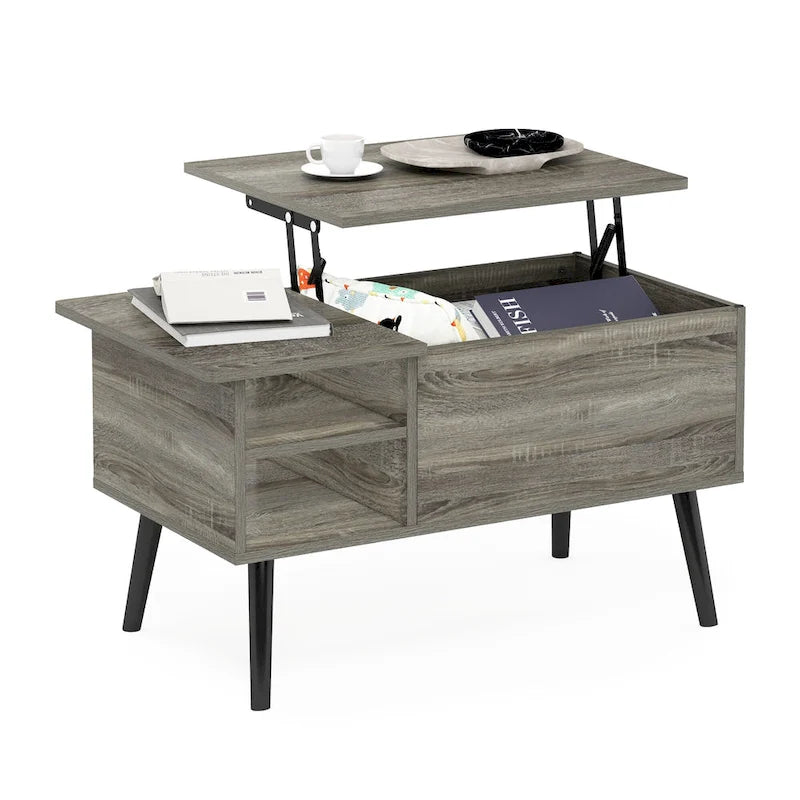 Tavolino trasformabile in legno con gambe in legno