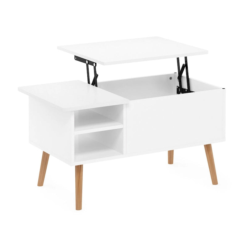 Tavolino trasformabile in legno con gambe in legno