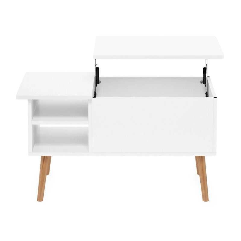 Tavolino trasformabile in legno con gambe in legno