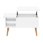 Tavolino trasformabile in legno con gambe in legno