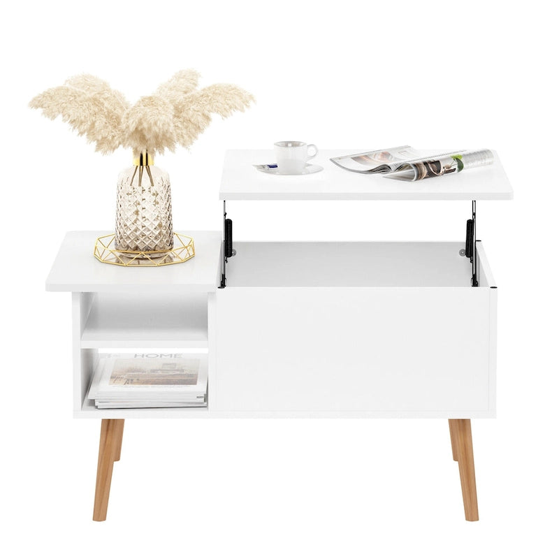 Tavolino trasformabile in legno con gambe in legno