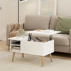 Tavolino trasformabile in legno con gambe in legno