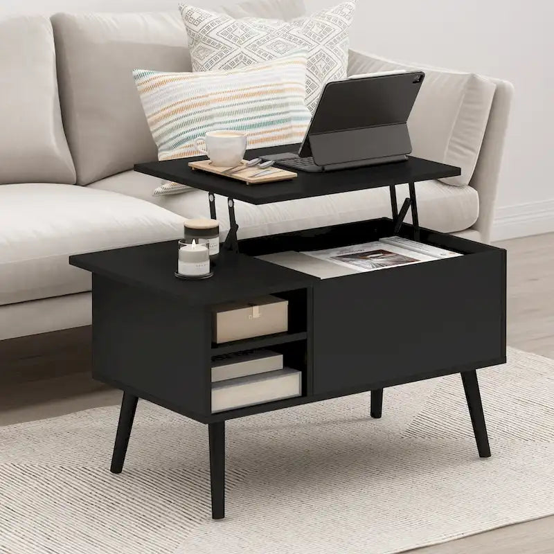 Tavolino trasformabile in legno con gambe in legno