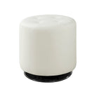 Round Leatherette Upholstered Ottoman