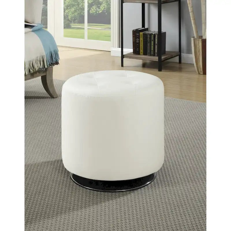Pouf rotondo rivestito con base girevole