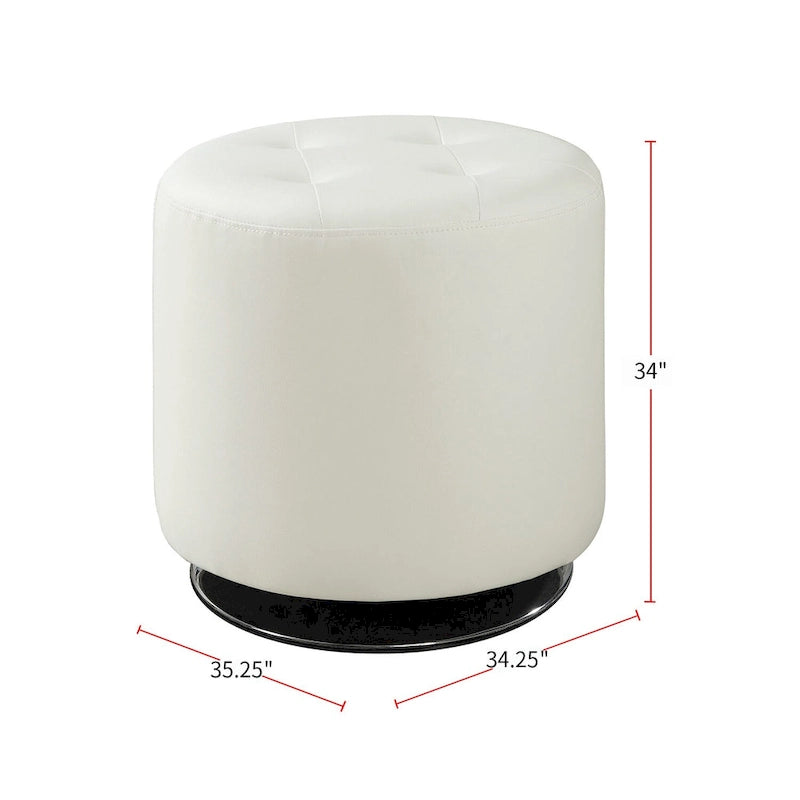 Pouf rotondo rivestito con base girevole