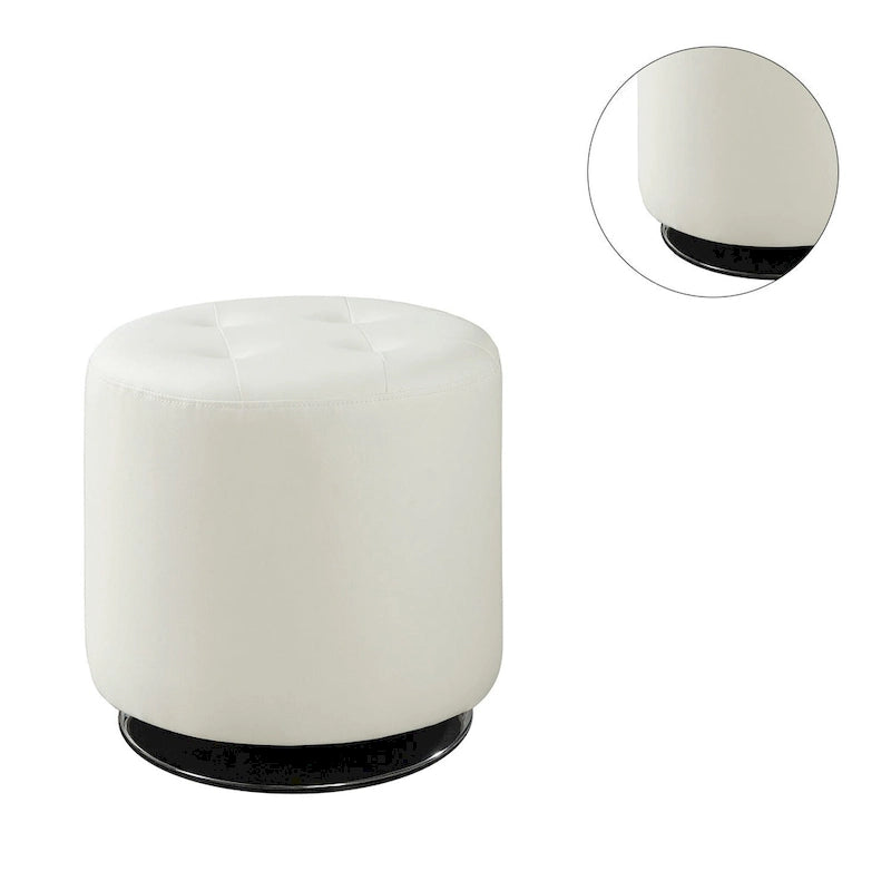 Pouf rotondo rivestito con base girevole