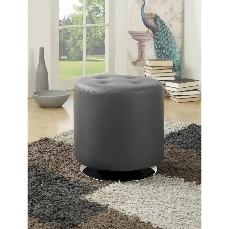 Pouf rotondo rivestito con base girevole