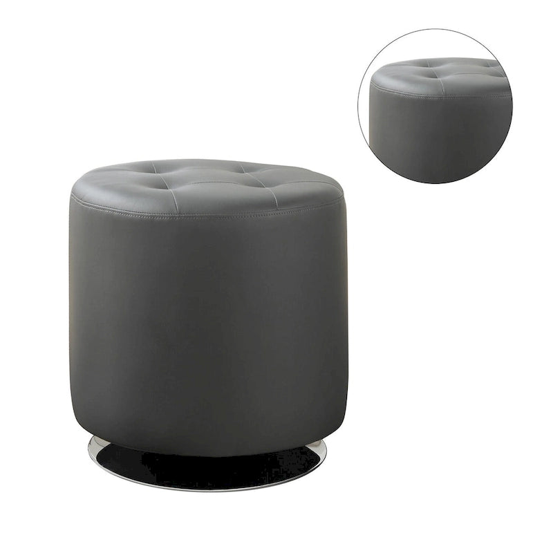 Pouf rotondo rivestito con base girevole
