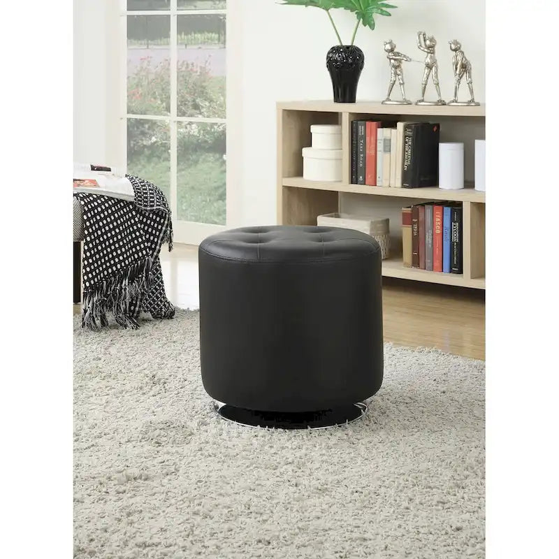 Pouf rotondo rivestito con base girevole
