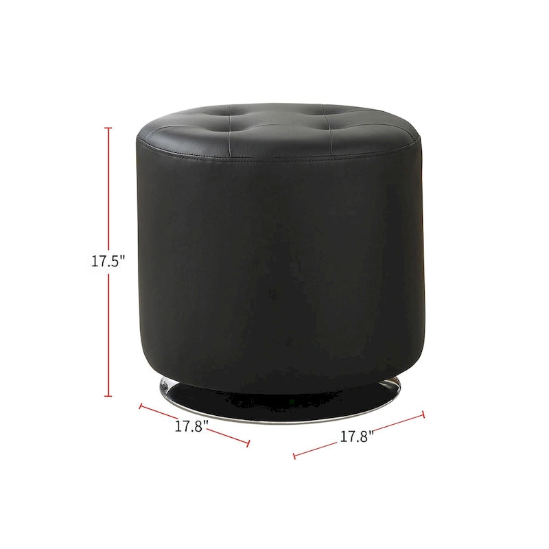 Pouf rotondo rivestito con base girevole