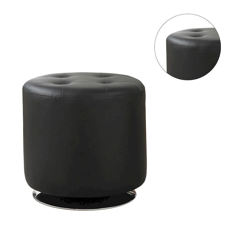 Pouf rotondo rivestito con base girevole