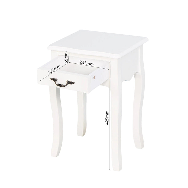 Tavolo Contenitore a Terra con Cassetto e 4 Gambe Curve