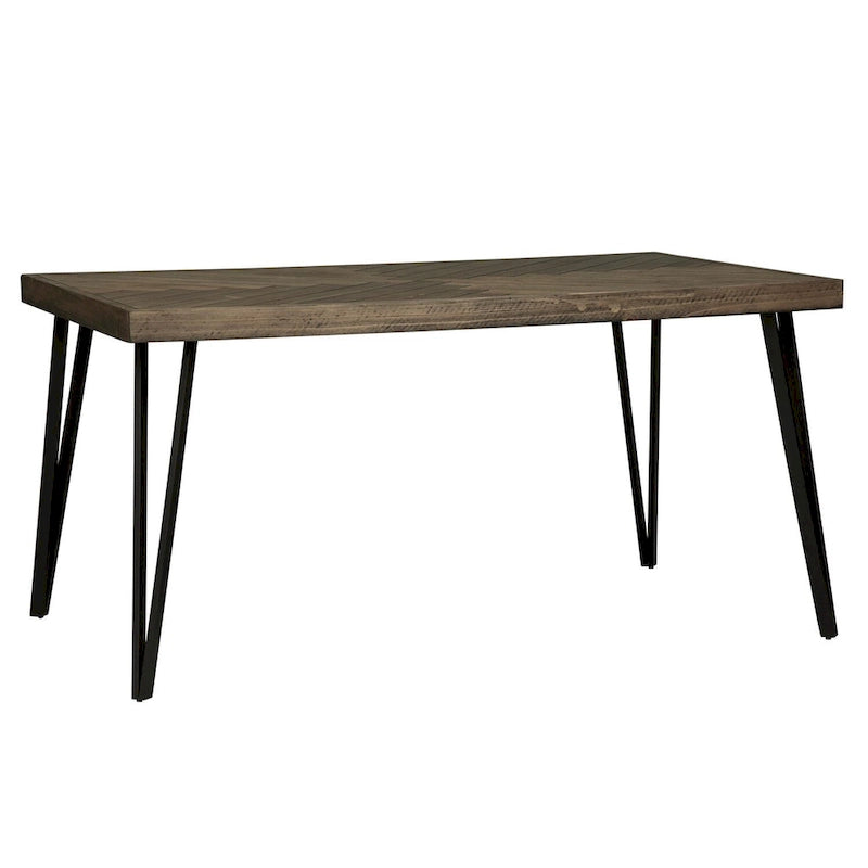 Tavolo da pranzo rustico rettangolare con gambe in metallo color caramello - Grigio