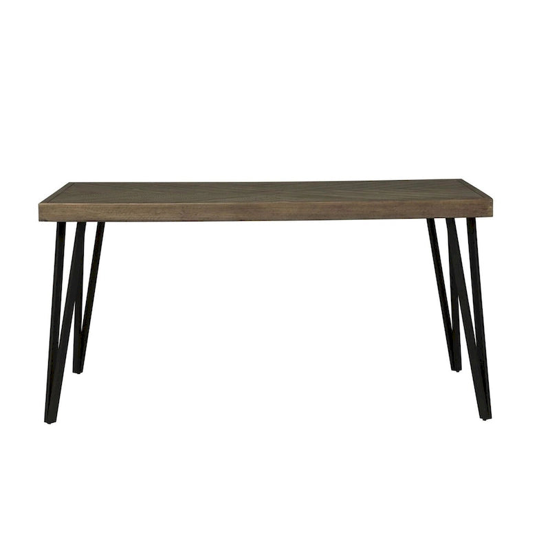 Tavolo da pranzo rustico rettangolare con gambe in metallo color caramello - Grigio