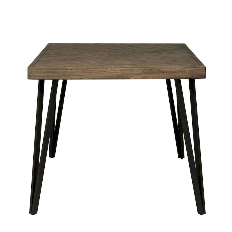 Tavolo da pranzo rustico rettangolare con gambe in metallo color caramello - Grigio