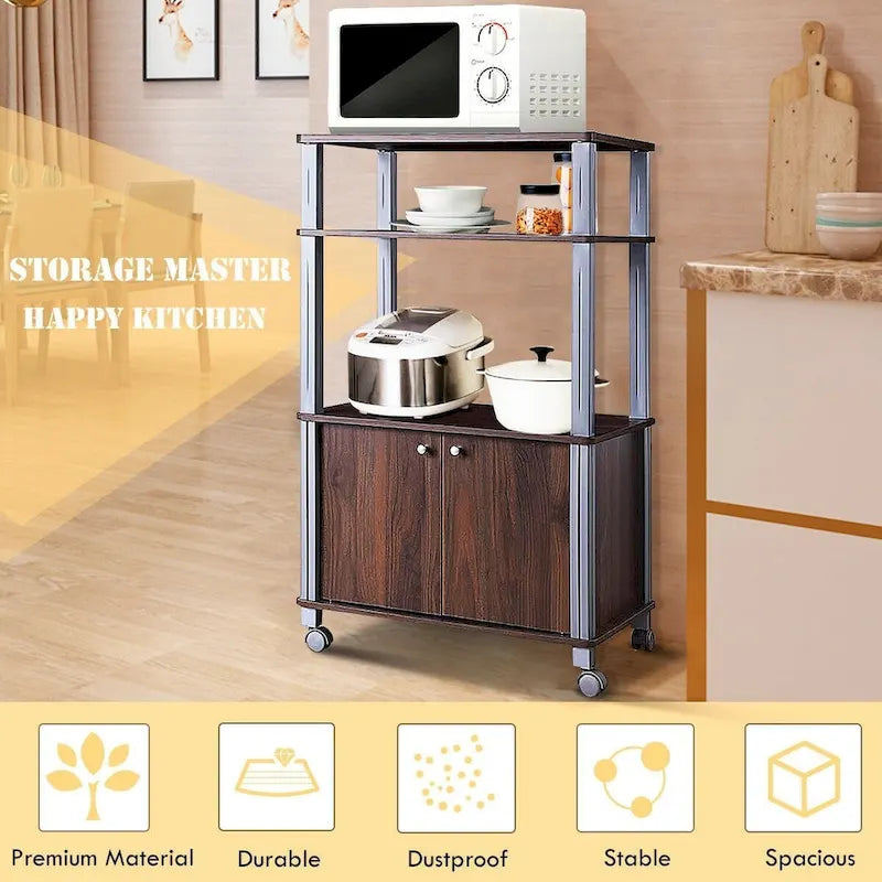Carrello microonde con mobiletto e ripiani contenitori