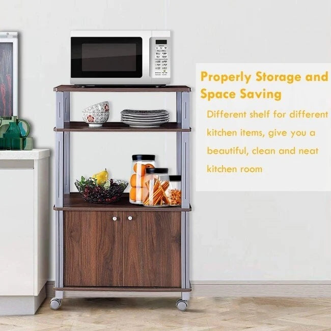 Carrello microonde con mobiletto e ripiani contenitori