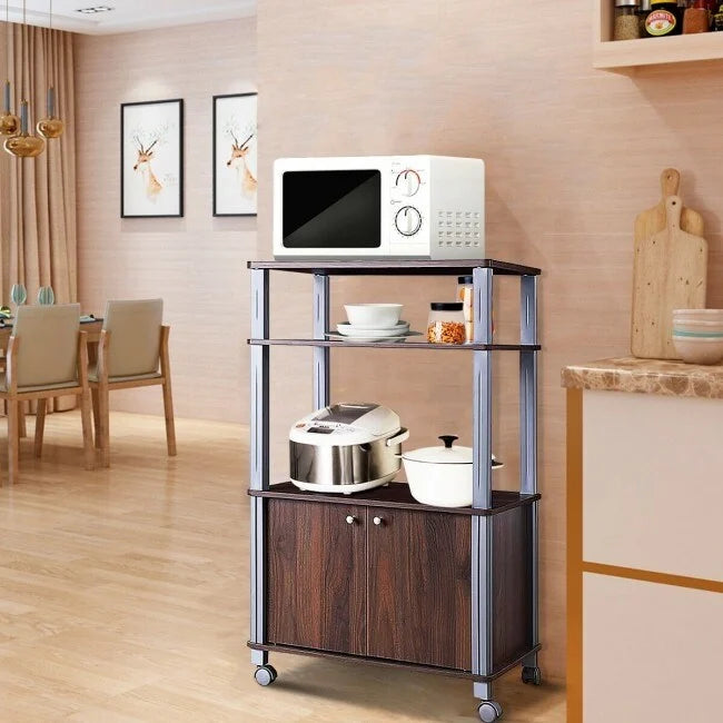 Carrello microonde con mobiletto e ripiani contenitori