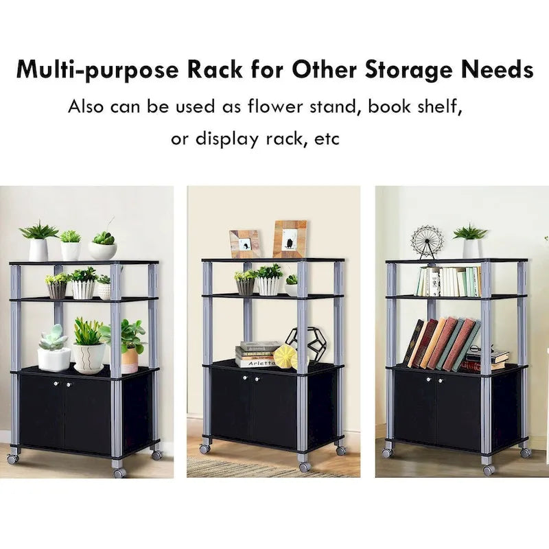 Carrello microonde con mobiletto e ripiani contenitori