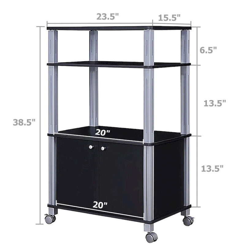 Carrello microonde con mobiletto e ripiani contenitori