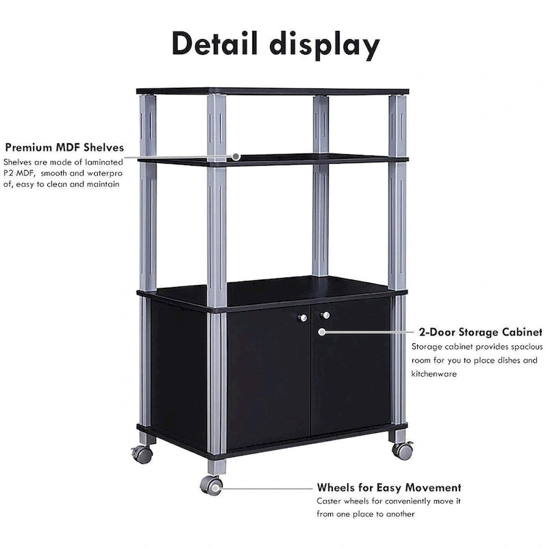 Carrello microonde con mobiletto e ripiani contenitori