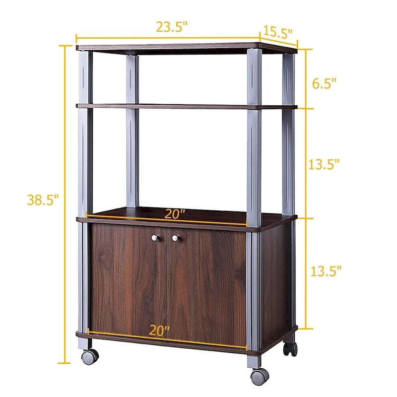 Carrello microonde con mobiletto e ripiani contenitori