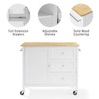 Isola/Carrello da Cucina con Piano in Legno - 45,7 cm P x 106,7 cm L x 95,3 cm H