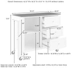 Isola/Carrello da Cucina con Piano in Legno - 45,7 cm P x 106,7 cm L x 95,3 cm H