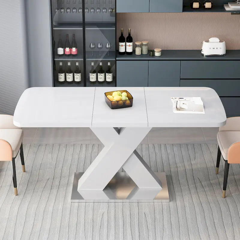 Tavolo da pranzo quadrato allungabile con gambe a X