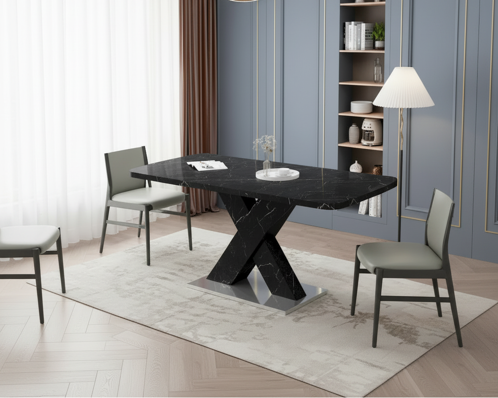 Tavolo da pranzo quadrato allungabile con gambe a X