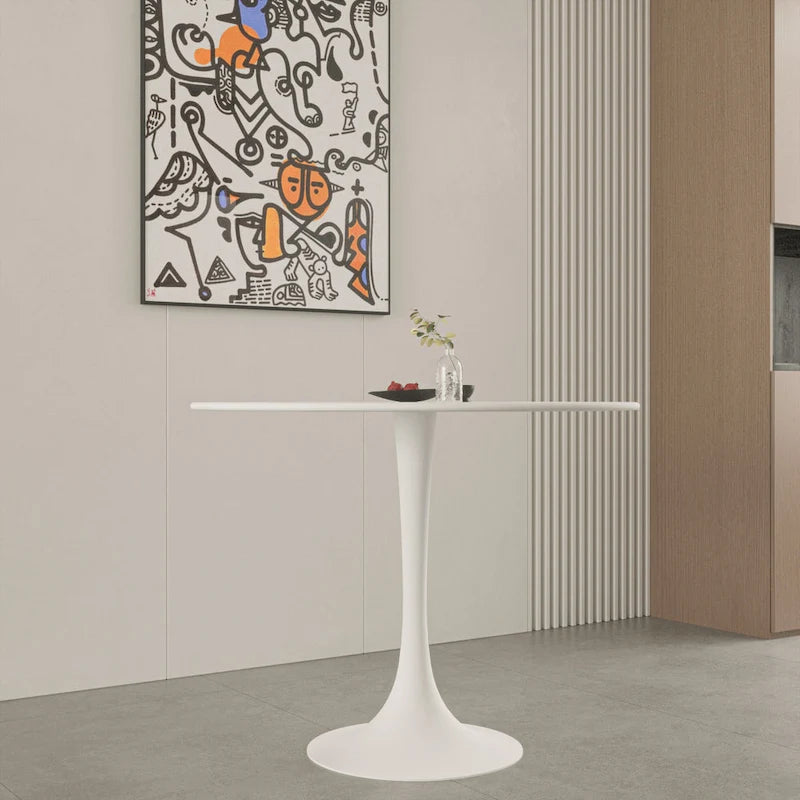Tavolo da pranzo rotondo da 31,5" con piano in MDF e base a piedistallo