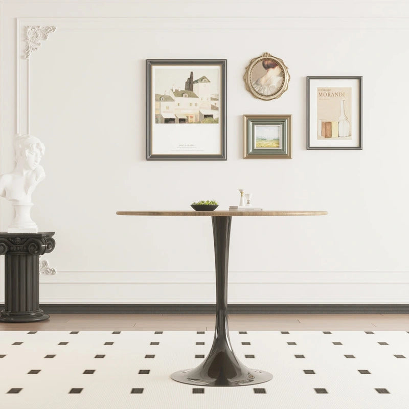 Tavolo da pranzo rotondo da 31,5" con piano in MDF e base a piedistallo