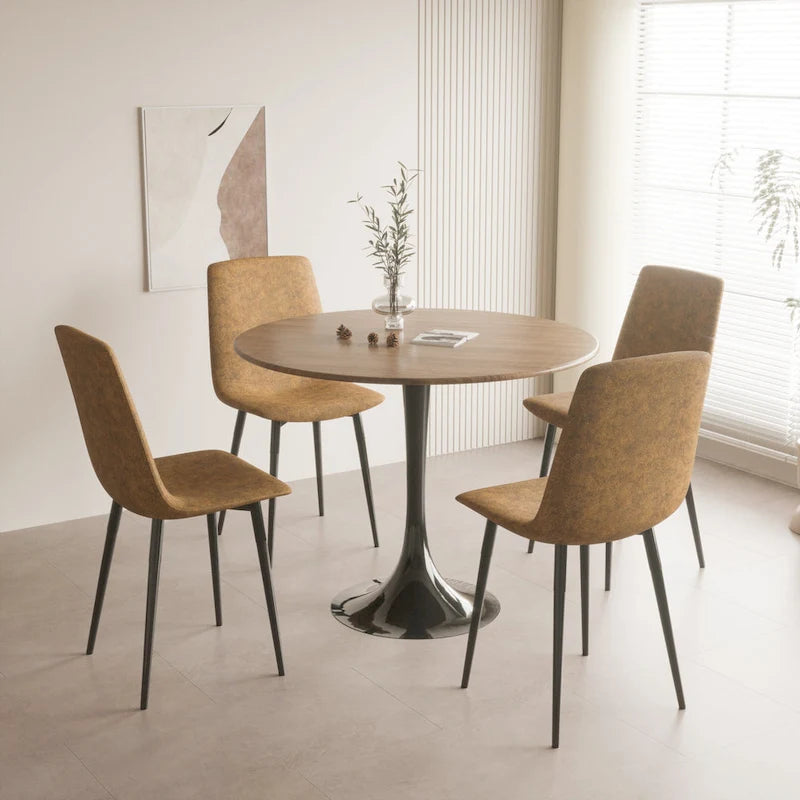 Tavolo da pranzo rotondo da 31,5" con piano in MDF e base a piedistallo