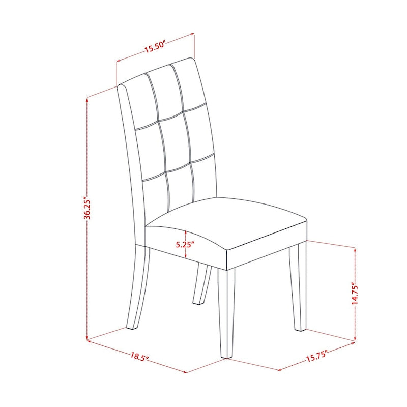 Sedie da pranzo Parson, set da 2 – Imbottite con bottoni, disponibili in diversi colori