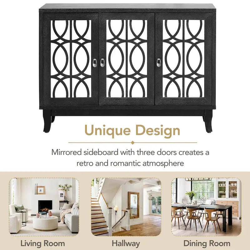 Credenza a buffet a specchio a 3 ante