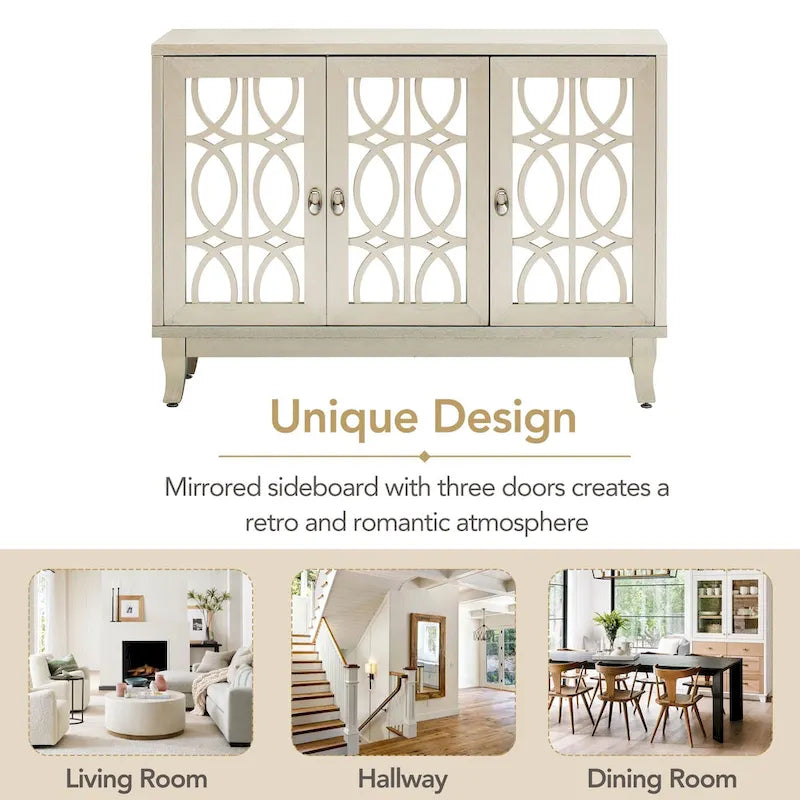 Credenza a buffet a specchio a 3 ante
