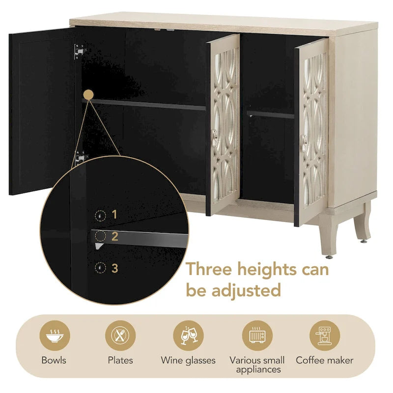 Credenza a buffet a specchio a 3 ante