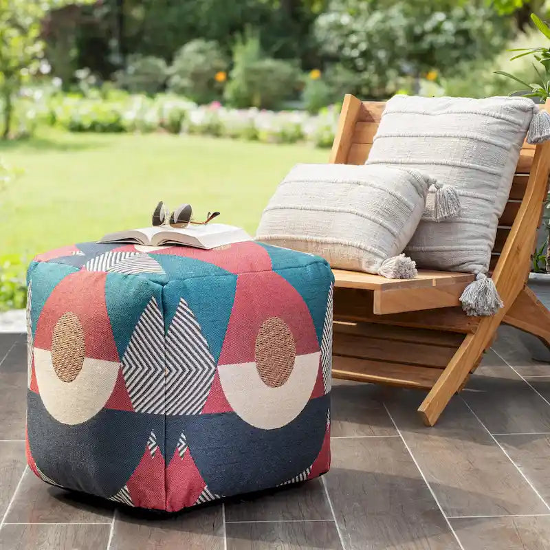 Pouf poggiapiedi quadrato da interni/esterni 18 x 18 x 18