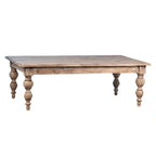 Zuri 54-inch Rectangular Reclaimed Pine Coffee Table with Carved Four Poster Legs Finished in an Antique Seal