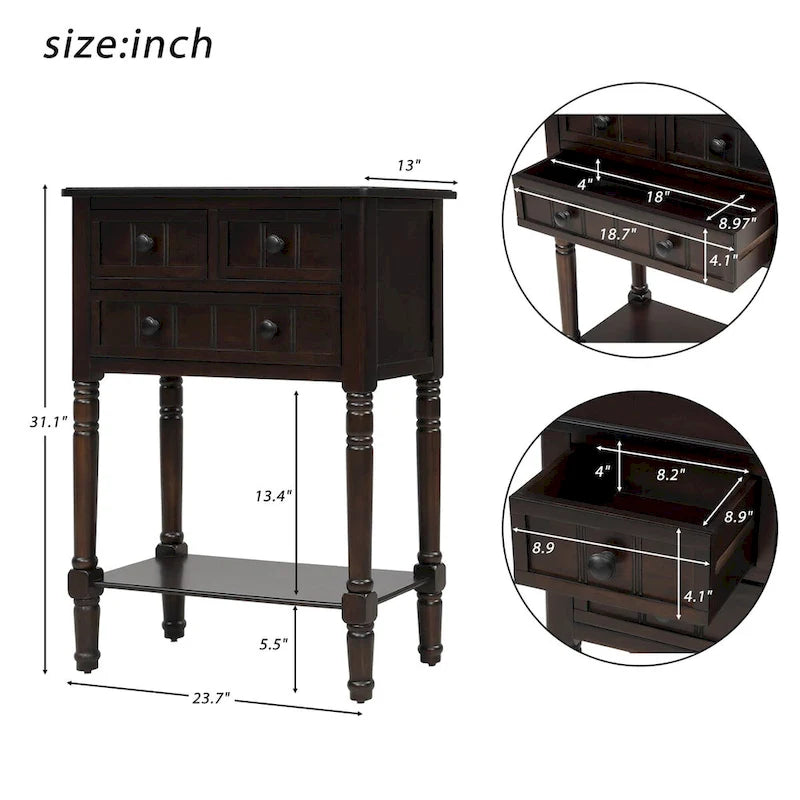 Console con 3 cassetti e ripiano inferiore